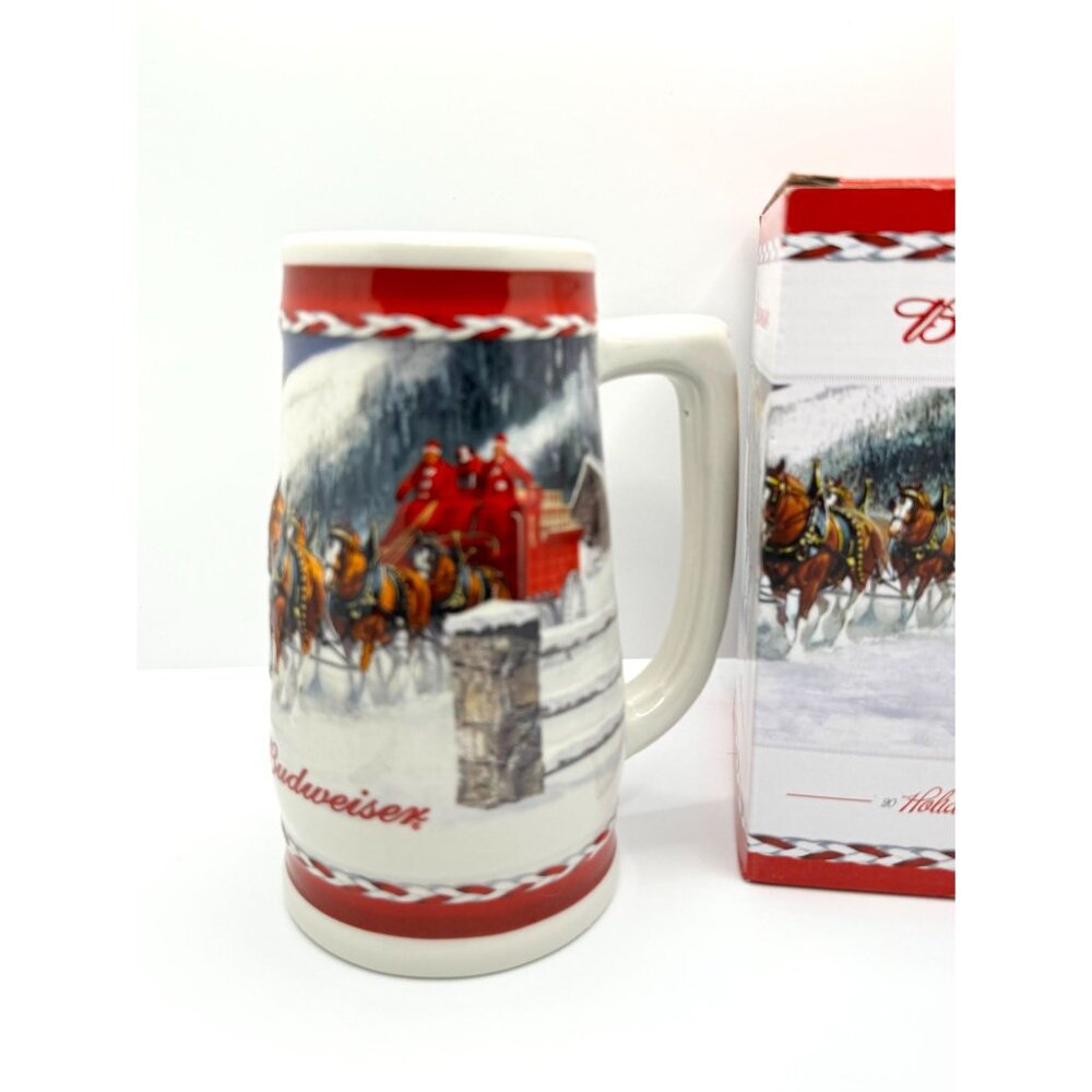 Budweiser Holiday Stein 2010 Ceramic Beer Mug Christmas Clydesdales